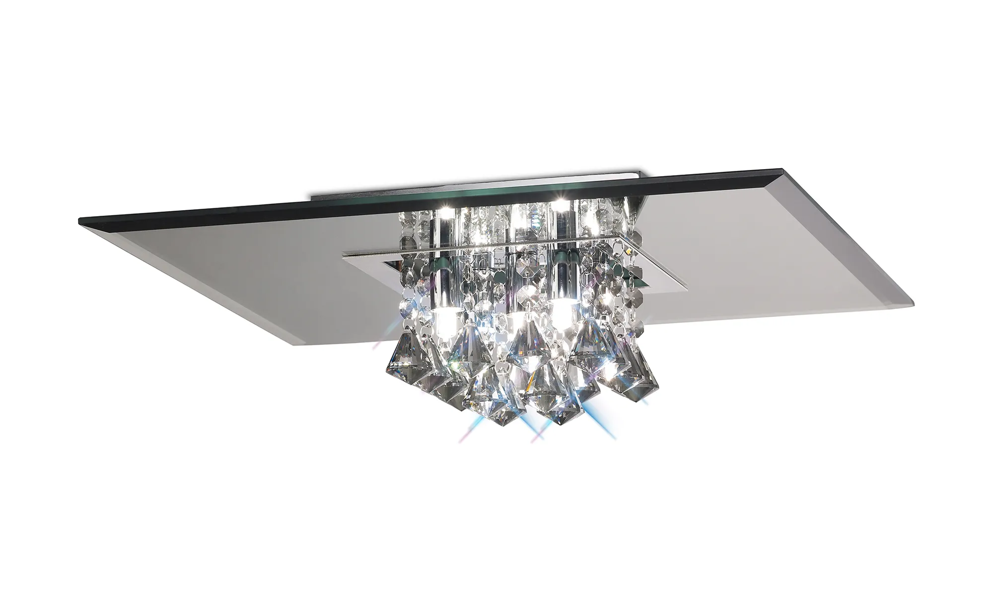 Theo Crystal Ceiling Lights Deco Ringed & Square Crystal Fittings